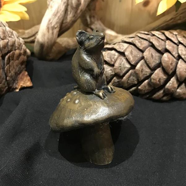 Bronze Mouse on a Mushroom