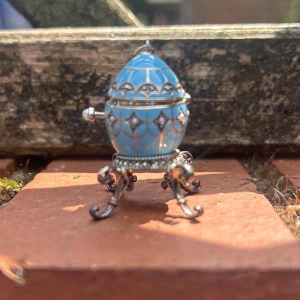 Turquoise, Silver and Marcasite Locket Pendant with Silver Stand