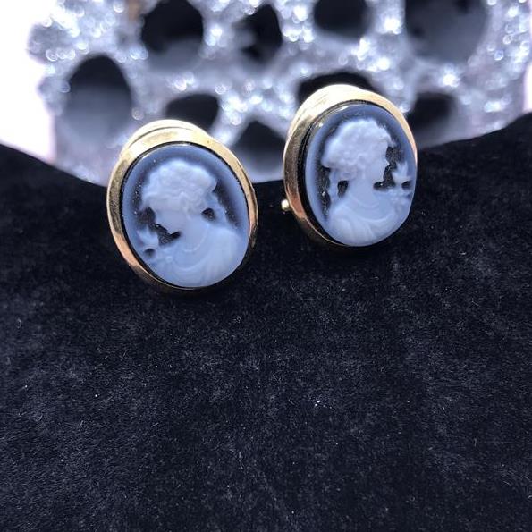 Gold Cameo Earrings