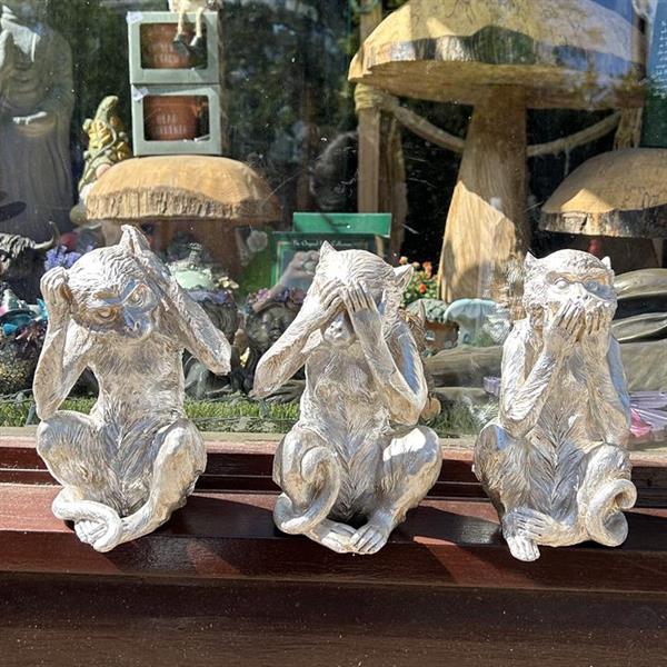 Set of 3 Large Silver Monkeys