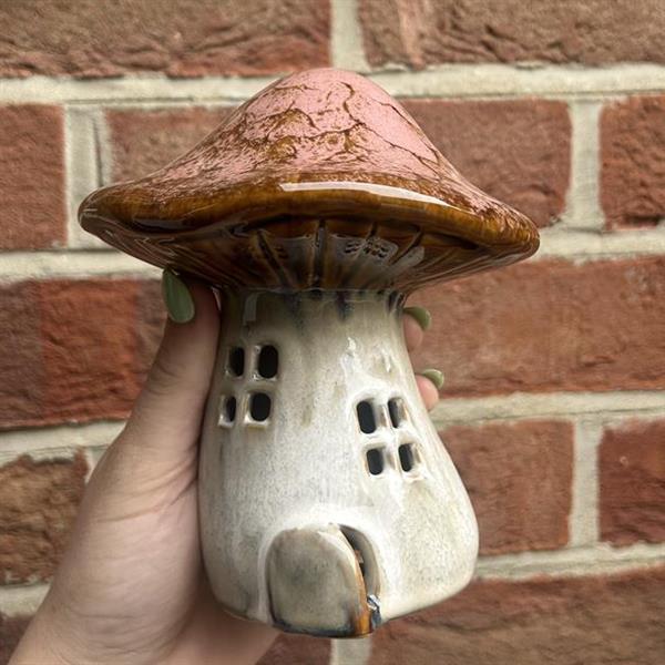Ceramic Pink Mushroom House