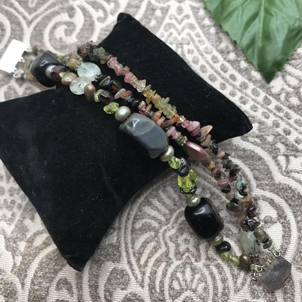 Onyx and  Tourmaline Bracelet