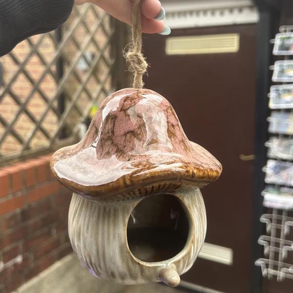Ceramic Mushroom Bird House
