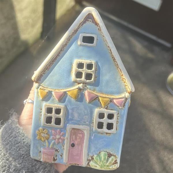 Small Blue House With Bunting
