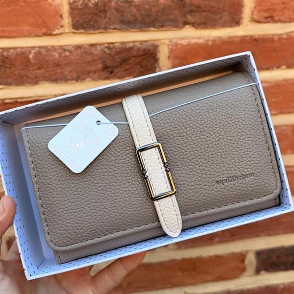 Ladies Two Tone Belted Medium Purse in Beige Wallet
