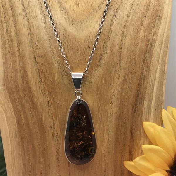 Silver and Amber Necklace