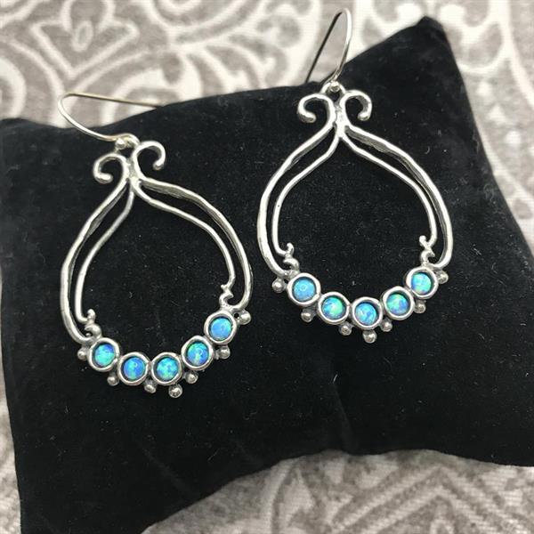 Large Silver and Opalique Earrings