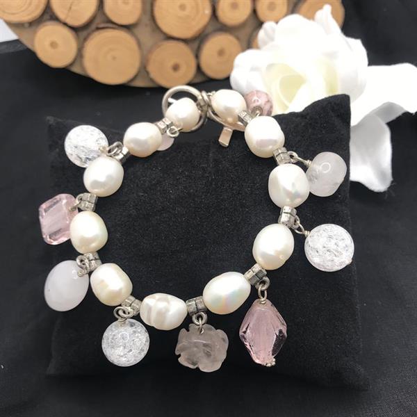 Silver and Rose Quartz Bracelet