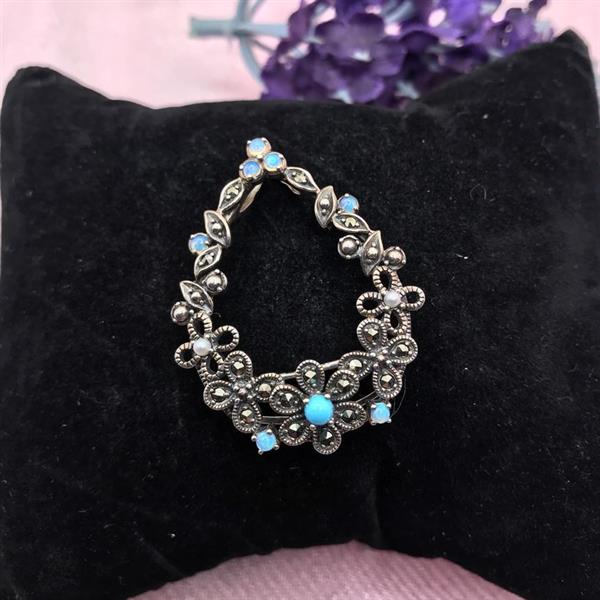 Silver and Turquoise Necklace/Brooch