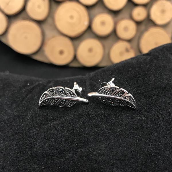 Silver & Marcasite Leaf Earrings