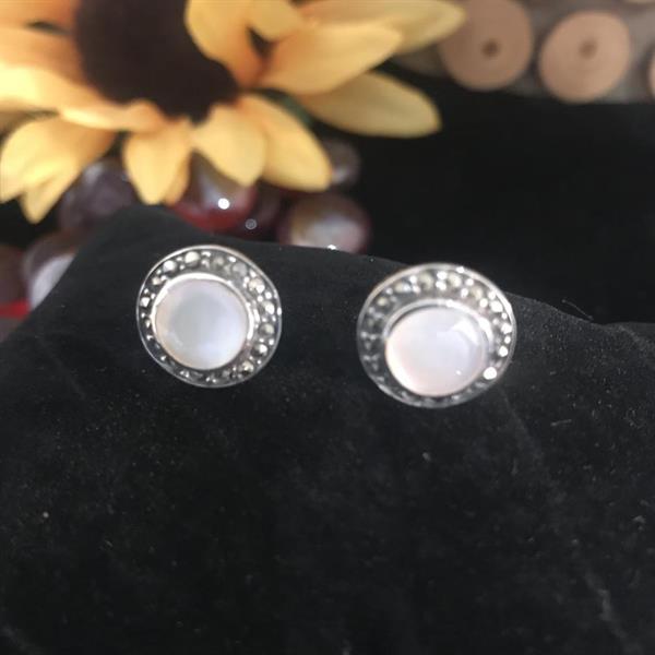 Silver, Marcasite and Mother of Pearl Earrings