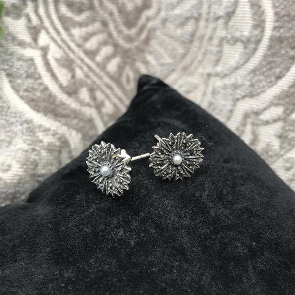 Silver/Marcasite and Seed Pearl Earrings