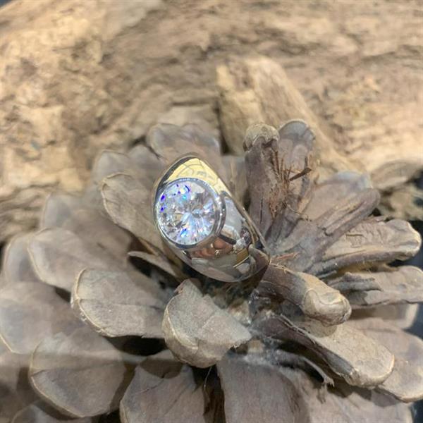 Large CZ silver ring