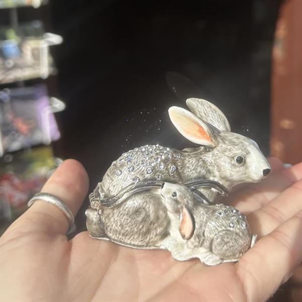 Rabbit with Baby Trinket Box