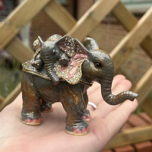Mother & Baby Elephant Trinket Box